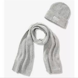Victorias Secret PINK Gray Scarf & Beanie Set
